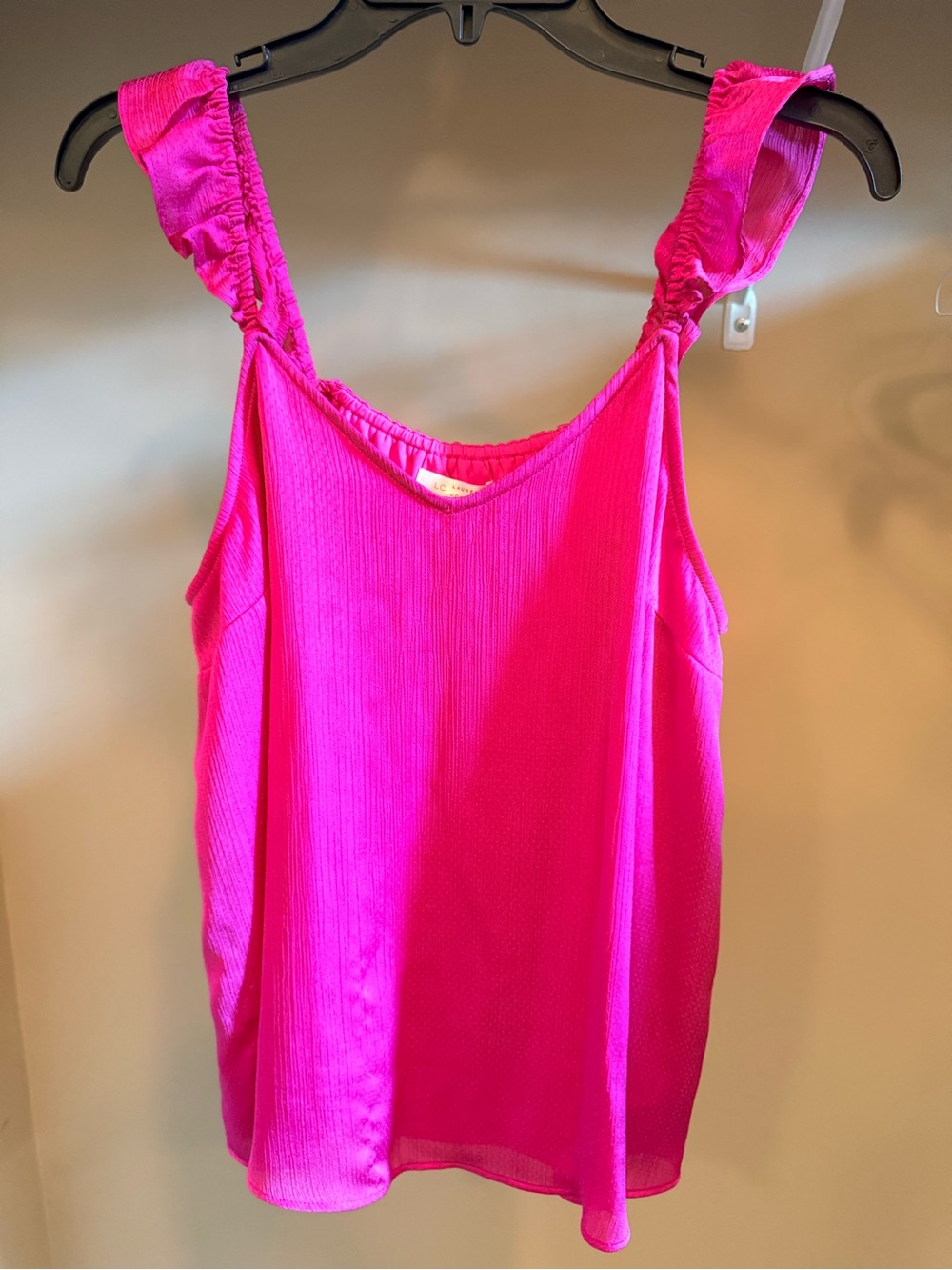 LC Lauren Conrad Hot Pink Ruffle Shoulder  Top